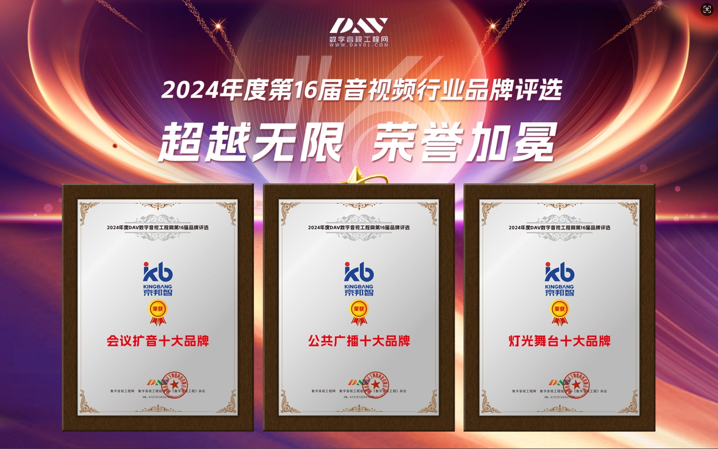 【超越無限 榮譽加冕】京邦電子再添3個音視頻行業獎項